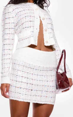 Multi Contrast Boucle Knit Mini Skirt