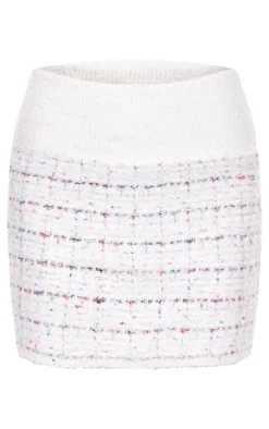 Multi Contrast Boucle Knit Mini Skirt