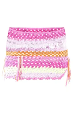 Multi Contrast Crochet Mini Skirt