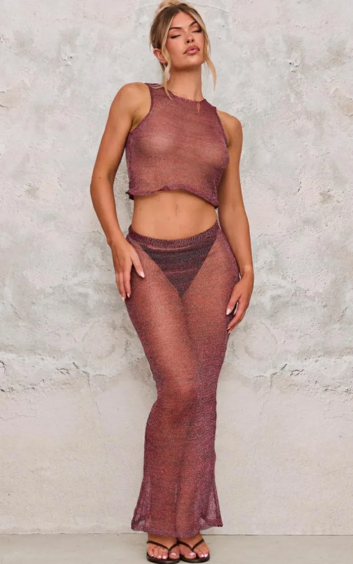 Multi Elora Metallic Knit Maxi Skirt