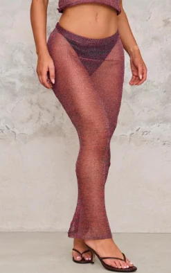 Multi Elora Metallic Knit Maxi Skirt