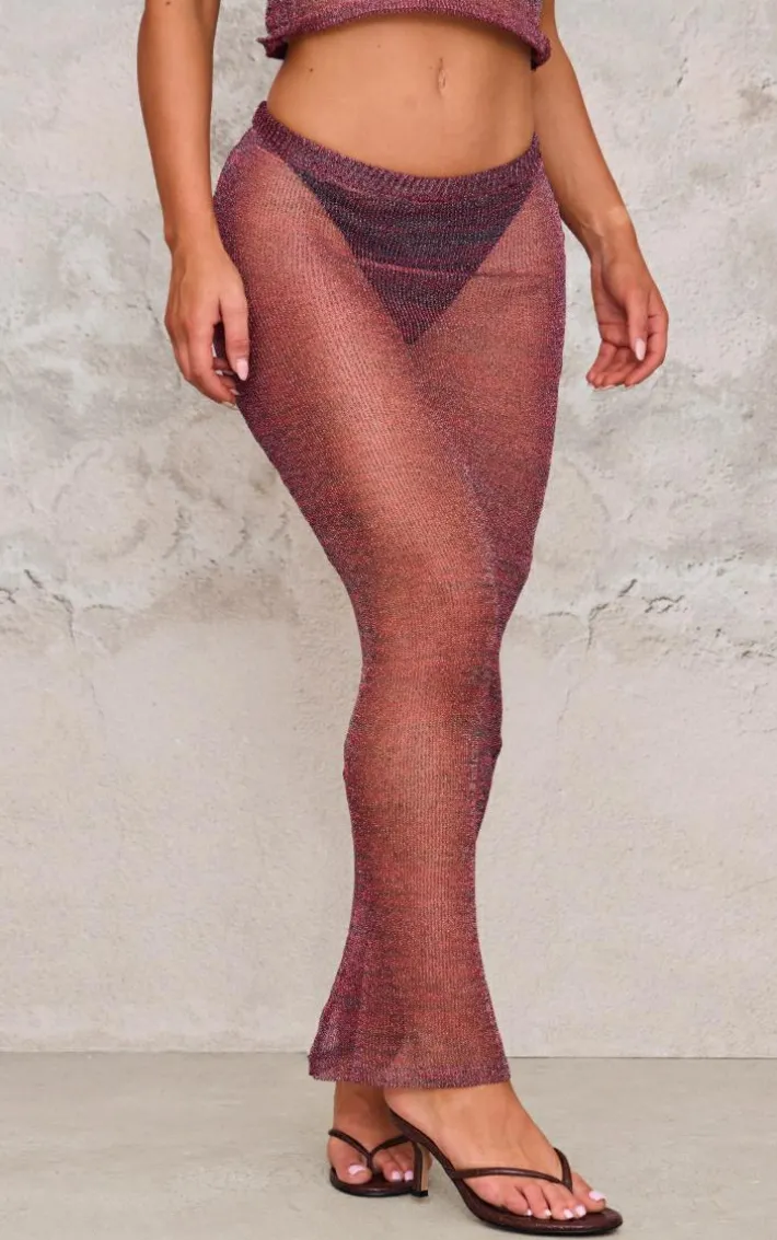 Multi Elora Metallic Knit Maxi Skirt