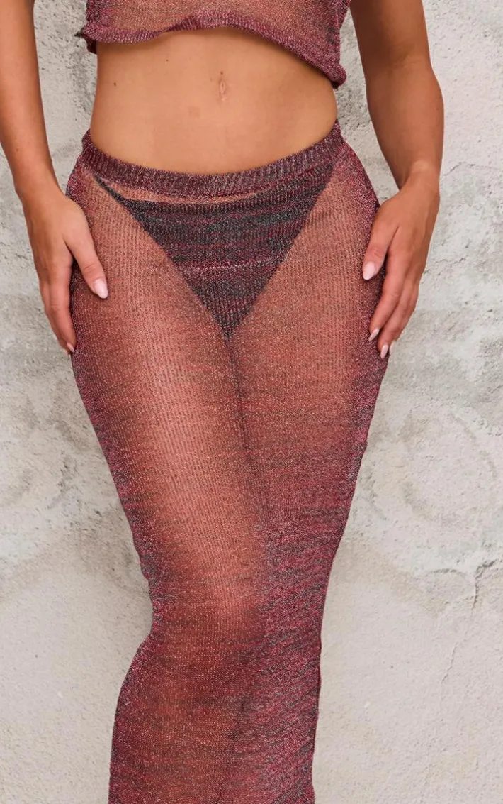 Multi Elora Metallic Knit Maxi Skirt