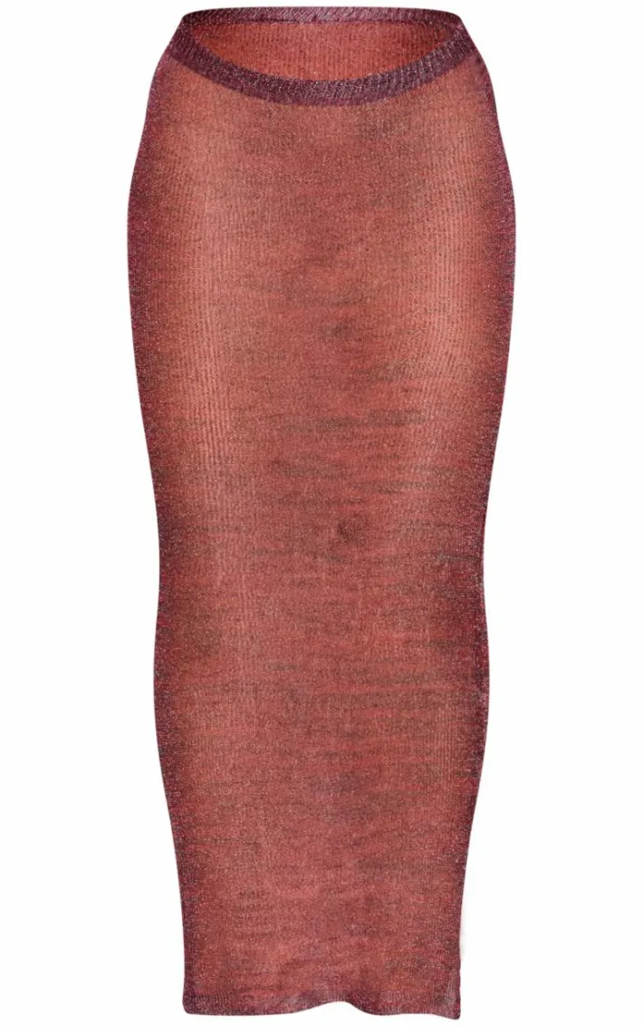 Multi Elora Metallic Knit Maxi Skirt