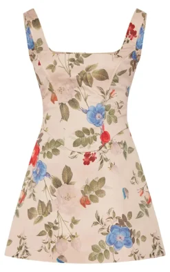 Multi Floral Corset A Line Shift Dress