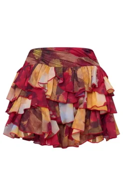 Multi Floral Renaissance Printed Rara Mini Skirt