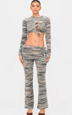 Multi Fluffy Belted Long Sleeve Top