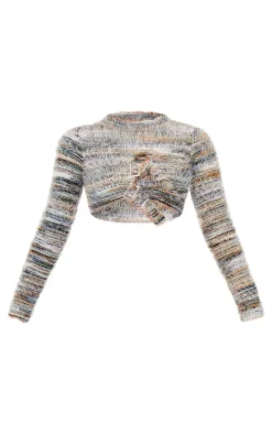 Multi Fluffy Belted Long Sleeve Top
