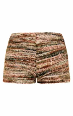 Multi Fluffy Textured Fold Over Hot Pants