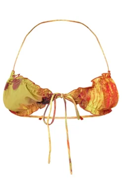 Multi Frill Edge Tie Front Bikini Top