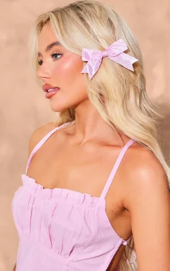 Multi Gingham 2 Pack Bow Hair Clips