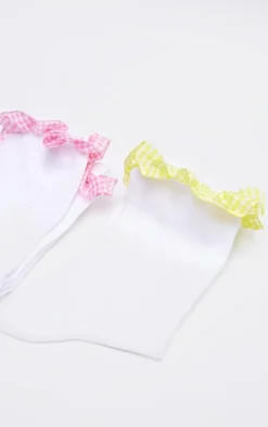 Multi Gingham 2 Pack Socks