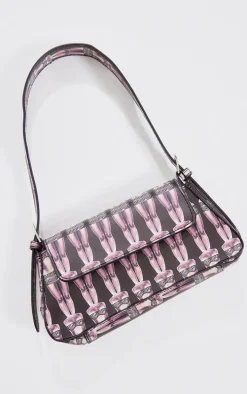 Multi Jeweled Body Print Trapeze Shoulder Bag