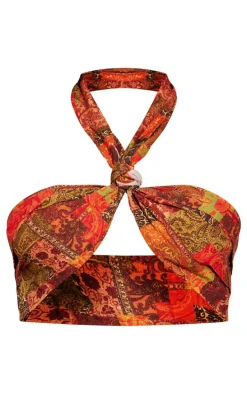 Multi Knot Detail Halterneck Top