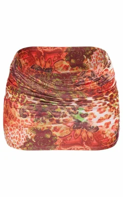 Multi Leopard Print Slinky Micro Mini Skirt