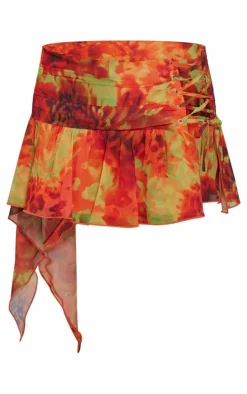 Multi Leopard Printed Chiffon Frill Mini Skirt