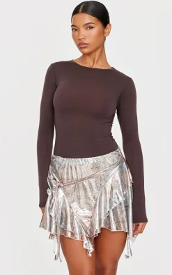 Multi Metallic Print Trim Detail Mini Skirt