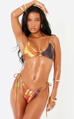 Multi Palm Print Mini Bikini Top