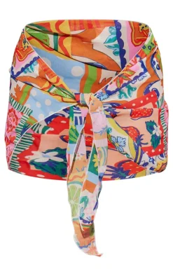 Multi Postcard Fruit Print Mini Beach Sarong