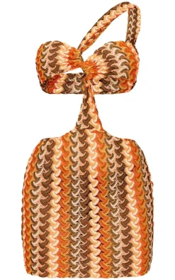 Multi Print Crochet Cut Out One Shoulder Mini Dress