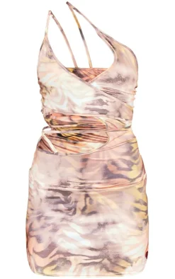 Multi Printed Cut Out Bodycon Dress