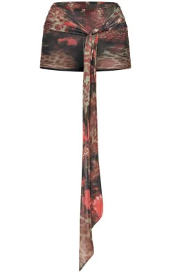 Multi Printed Mesh Crossover Hot Pants