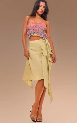 Multi Printed Ruffle Mesh Bandeau