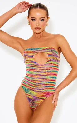 Multi Stripe Open Knit Bodysuit
