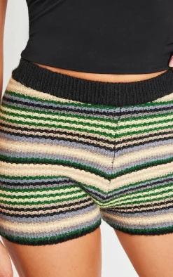 Multi Stripe Textured Knit Hot Pants