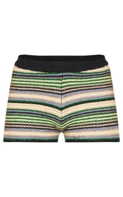 Multi Stripe Textured Knit Hot Pants