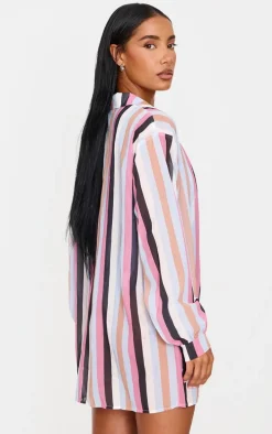 Multi Striped Chiffon Beach Shirt