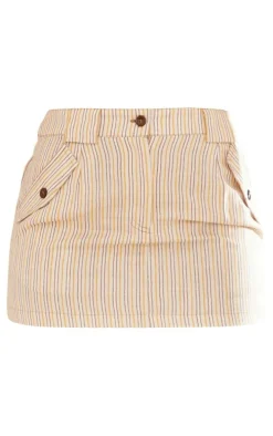 Multi Striped Cotton Micro Mini Cargo Skirt
