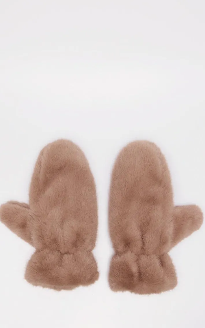 Mushroom Faux Fur Soft Mittens