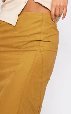 Mustard Peached Seam Detail Maxi Skirt