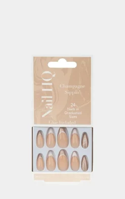 Nail HQ Almond Champagne Sippin' Nails (24 Pieces)