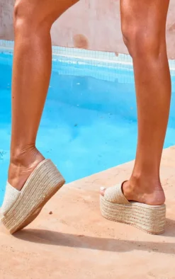 Natural Espadrille Mule Flatform Sandal