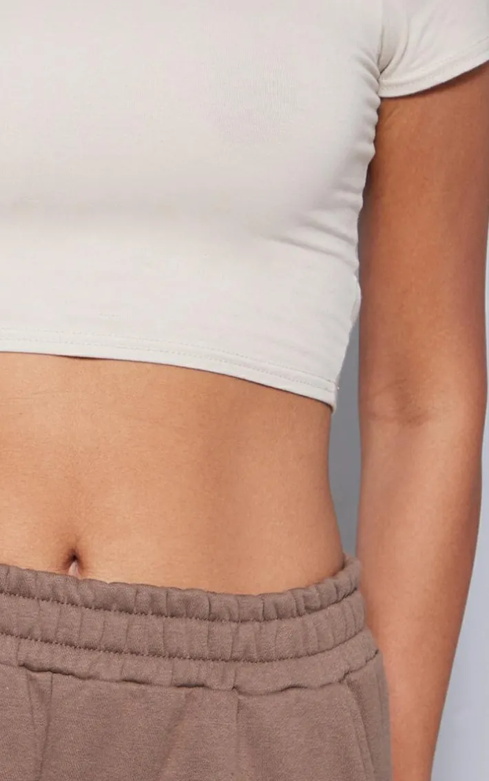 Natural Stone Cotton Short Sleeve Crop Top