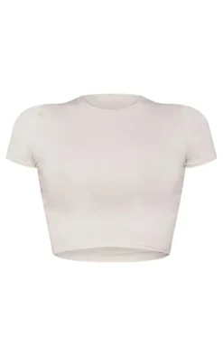 Natural Stone Cotton Short Sleeve Crop Top