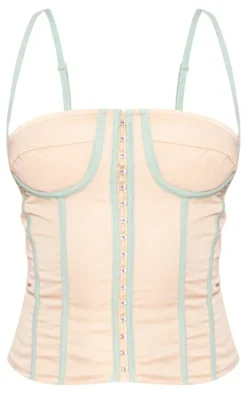 Natural Stone Tailored Look Stretch Woven Halter Corset
