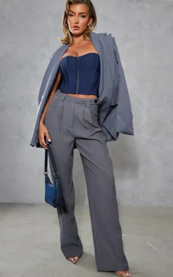 Navy Bandage Hook And Eye Structured Corset