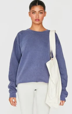 Navy Better Days Ahead Printed Washed Sweatshirt