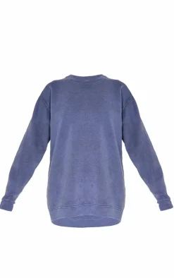 Navy Better Days Ahead Printed Washed Sweatshirt