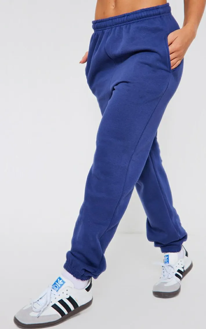 Navy Blue Cuffed Sweat High Waist Sweatpants