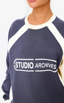 Navy Contrast Panel Studio Archives Sweatshirt