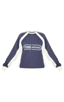 Navy Contrast Panel Studio Archives Sweatshirt