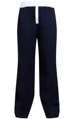 Navy Contrast Waistband Boxer Detail Pants