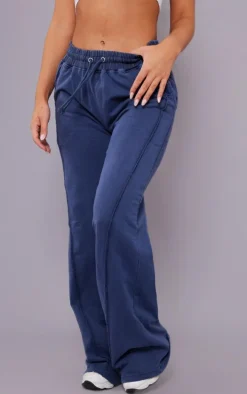 Navy Drenched Printed Washed Loopback Sweatpants