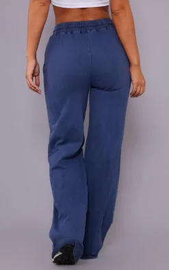 Navy Drenched Printed Washed Loopback Sweatpants