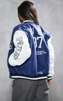 Navy Ny Graphic Bomber Jacket