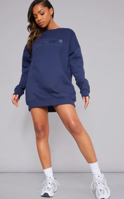 Navy Pennsylvania Graphic Embroidered Sweater Dress